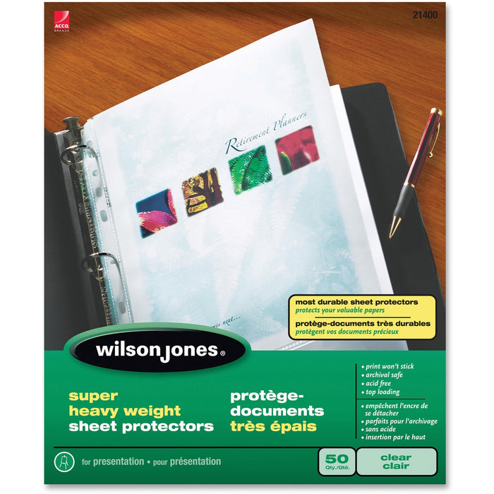 Wilson Jones Super Heavy Weight Top-Loading Sheet Protectors - WLJ21400