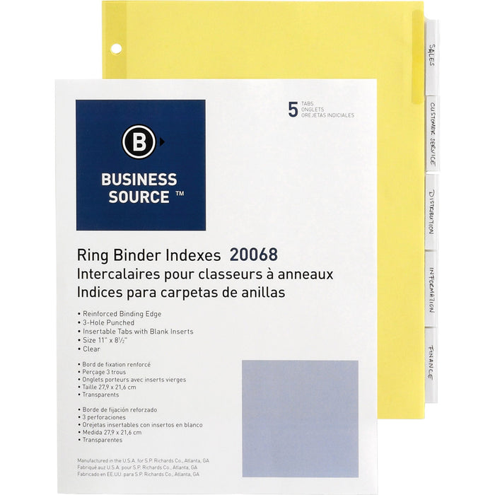 Business Source Buff Stock Ring Binder Indexes - BSN20068