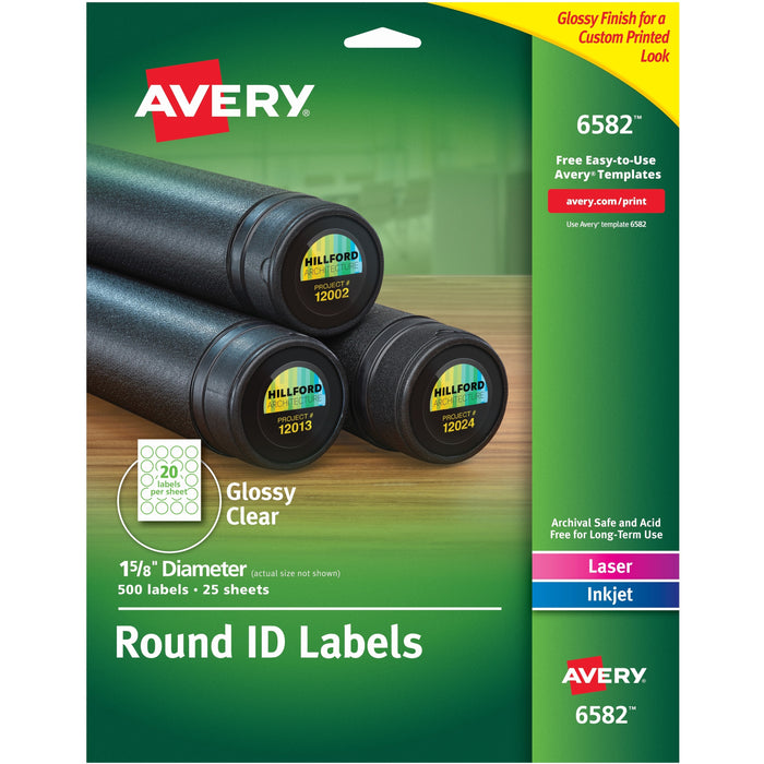 Avery&reg; Glossy Permanent Multipurpose Round Labels - AVE6582
