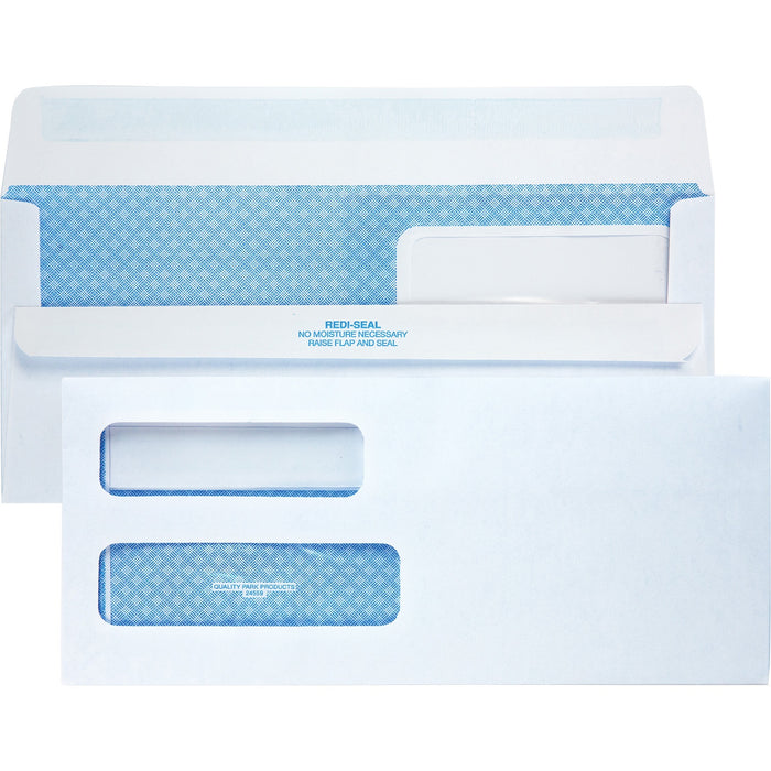Quality Park No. 10 Double Window Security Tint Business Envelopes with Self-Seal Closure - QUA24559