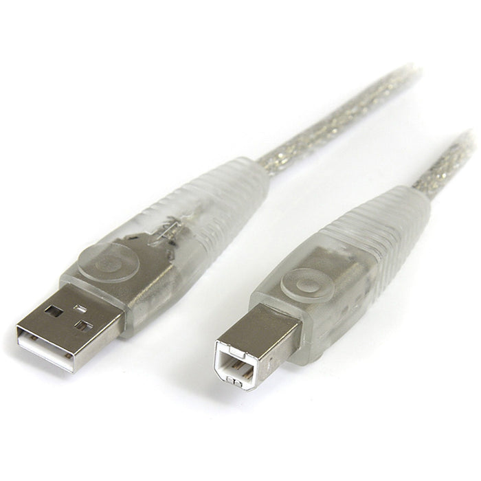 StarTech.com - Transparent USB 2.0 cable - 4 pin USB Type A (M) - 4 pin USB Type B (M) - ( USB / Hi-Speed USB ) - 15 ft - STCUSB2HAB15T