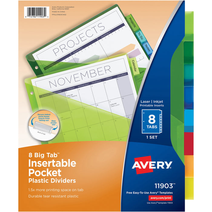 Avery&reg; Big Tab Insertable Plastic Dividers w/Pockets - AVE11903