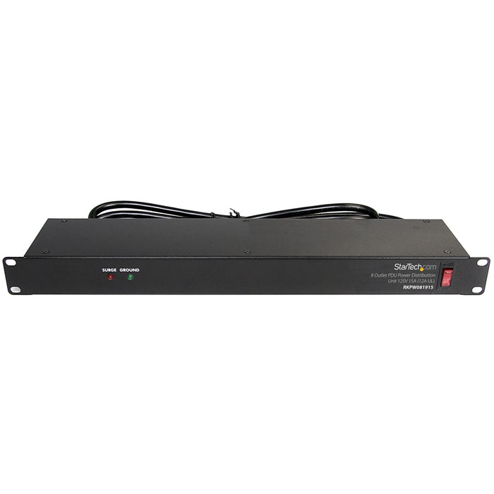 StarTech.com Rackmount PDU with 8 Outlets with Surge Protection - 19in Power Distribution Unit - 1U - STCRKPW081915