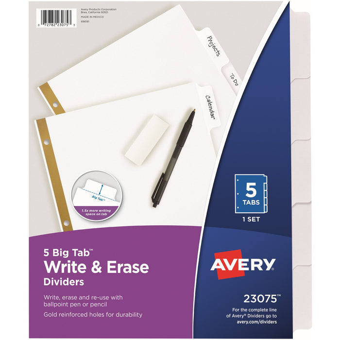 Avery&reg; Big Tab Eraseable Write-On Dividers - AVE23075