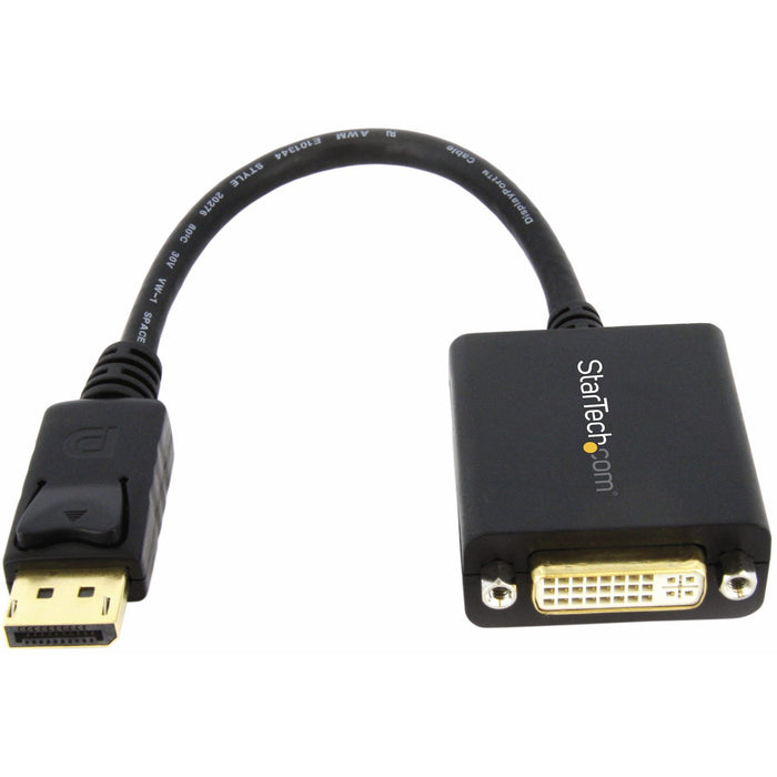 StarTech.com DisplayPort to DVI Adapter, DisplayPort to DVI-D Adapter/Video Converter 1080p, DP 1.2 to DVI Monitor, Latching DP Connector - STCDP2DVI2
