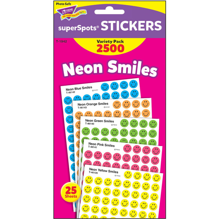 Trend superSpots Neon Smiles Stickers Variety Pack - TEPT1942