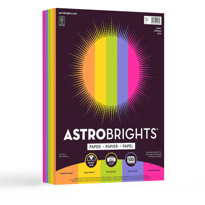 Astrobrights Color Copy Paper "Happy" , 5 Assorted Colours - WAU21289