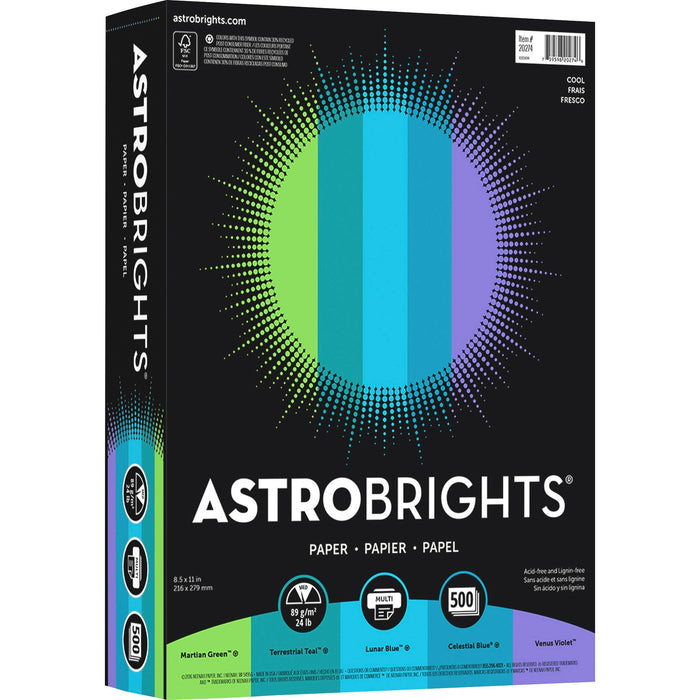 Astrobrights Color Copy Paper - "Cool" , 5 Assorted Colours - WAU20274