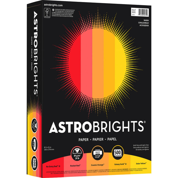 Astrobrights Color Paper - "Warm" 5-Color Assortment - WAU20272