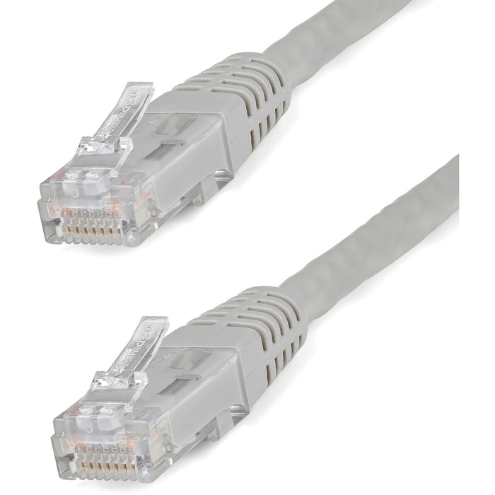 StarTech.com 50ft CAT6 Ethernet Cable - Gray Molded Gigabit - 100W PoE UTP 650MHz - Category 6 Patch Cord UL Certified Wiring/TIA - STCC6PATCH50GR