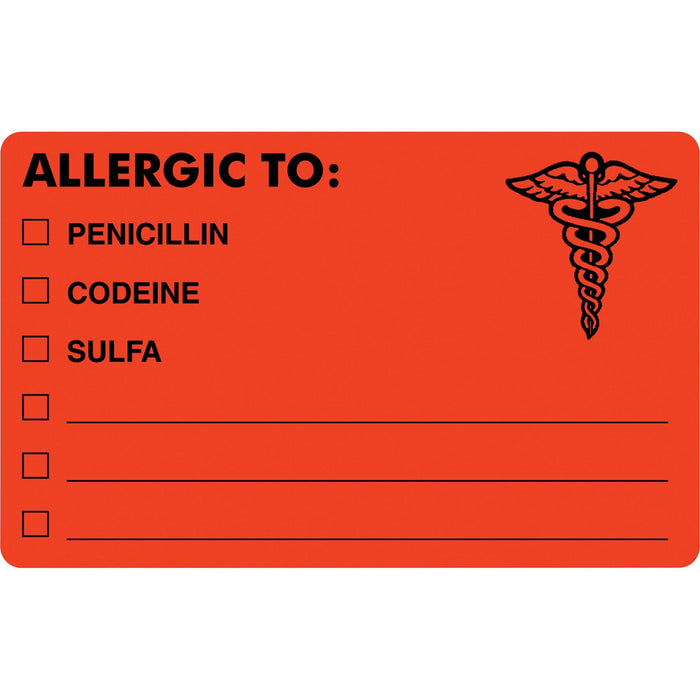 Tabbies ALLERGIC TO Medical Allergy Label - TAB00488