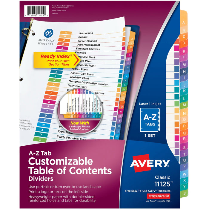 Avery&reg; Ready Index A-Z Table of Contents Dividers - AVE11125