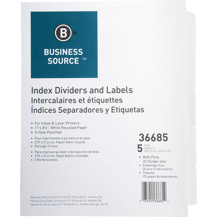 Business Source Punched Laser Index Dividers - BSN36685
