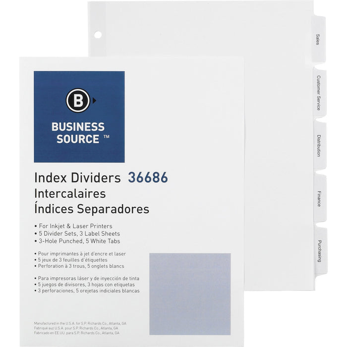 Business Source Punched Tabbed Laser Index Dividers - BSN36686