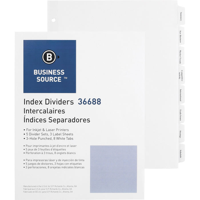 Business Source Punched Tabbed Laser Index Dividers - BSN36688