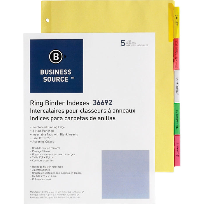 Business Source Insertable Tab Ring Binder Indexes - BSN36692