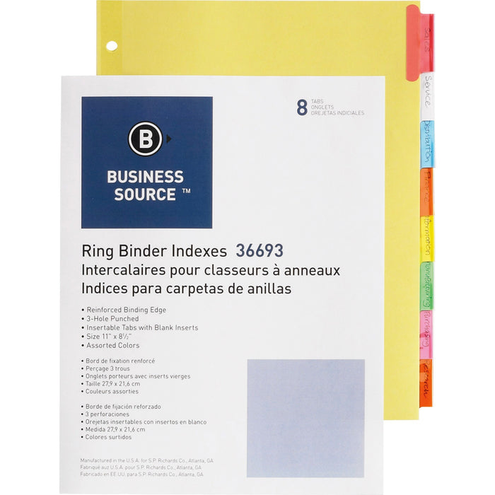 Business Source Insertable Tab Ring Binder Indexes - BSN36693