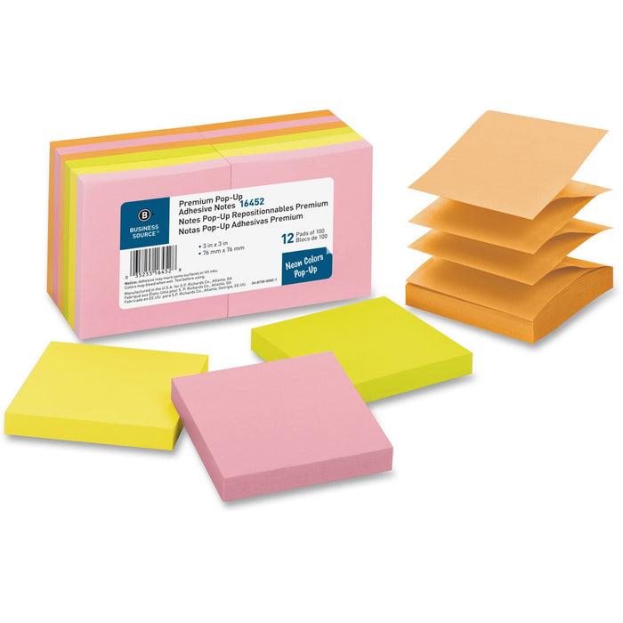 Business Source Reposition Pop-up Adhesive Notes - BSN16452