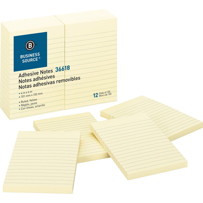 Business Source Ruled Adhesive Notes - BSN36618