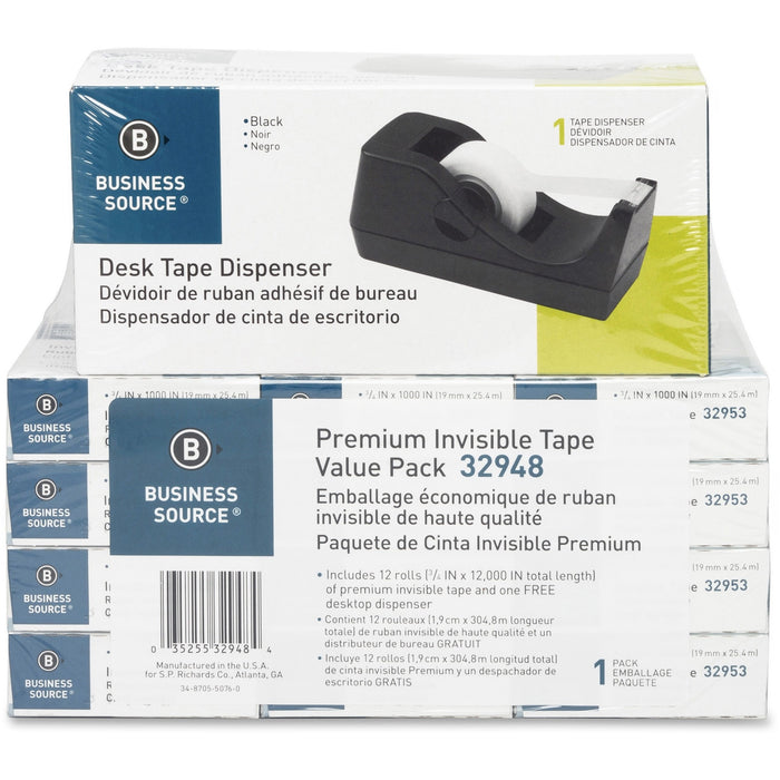 Business Source Invisible Tape Dispenser Value Pack - BSN32948