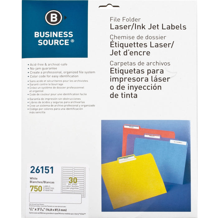 Business Source Laser/Inkjet Permanent File Folder Labels - BSN26151