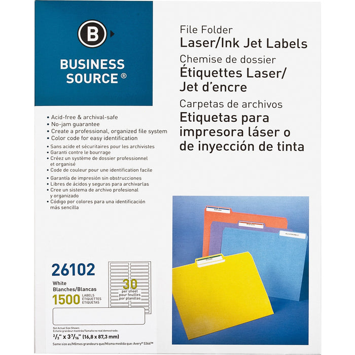 Business Source Laser/Inkjet File Folder Labels - BSN26102