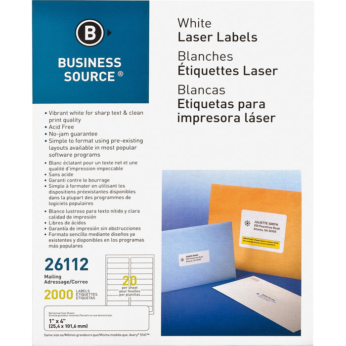 Business Source Bright White Premium-quality Address Labels - BSN26112