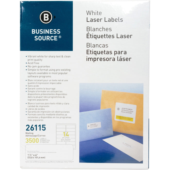 Business Source Bright White Premium-quality Address Labels - BSN26115