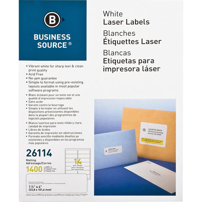 Business Source Bright White Premium-quality Address Labels - BSN26114