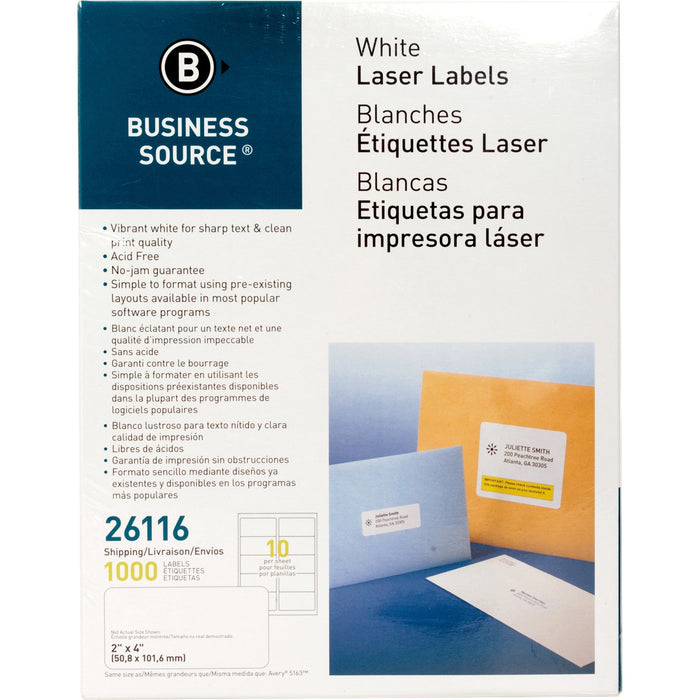 Business Source Bright White Premium-quality Shipping Labels - BSN26116