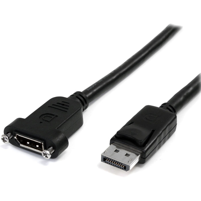 StarTech.com 3ft (1m) Panel Mount DisplayPort Cable, 4K x 2K Video, DisplayPort 1.2 Extension Cable Male to Female, DP Extender Cord - STCDPPNLFM3PW