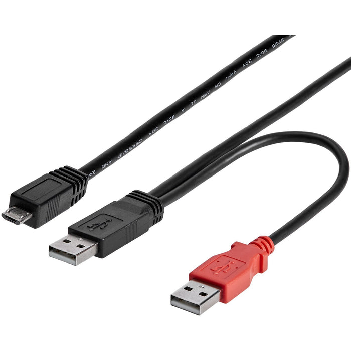 StarTech.com 3 ft USB Y Cable for External Hard Drive - Dual USB A to Micro B - STCUSB2HAUBY3