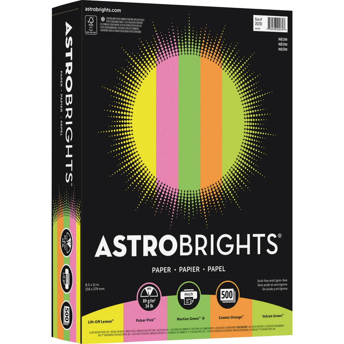 Astrobrights Color Copy Paper - "Neon" ,  5 Assorted Colours - WAU20270
