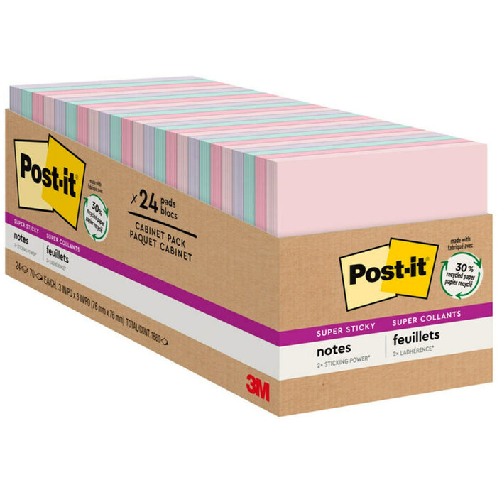 Post-it&reg; Super Sticky Notes Cabinet Pack - Wanderlust Pastels Color Collection - MMM65424NHCP
