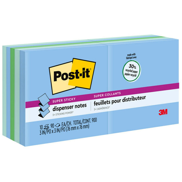 Post-it&reg; Super Sticky Adhesive Notes - Oasis Color Collection - MMMR33010SST