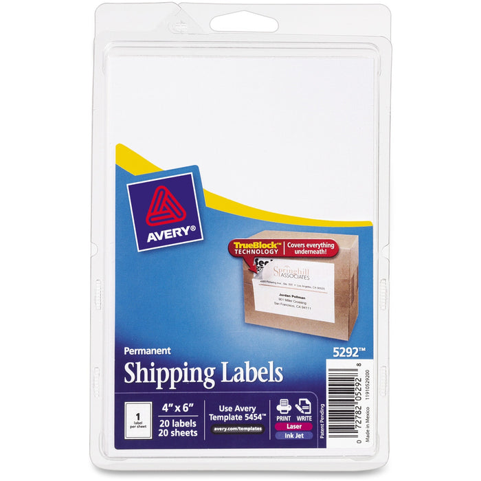 Avery&reg; TrueBlock Permanent Shipping Labels - AVE5292