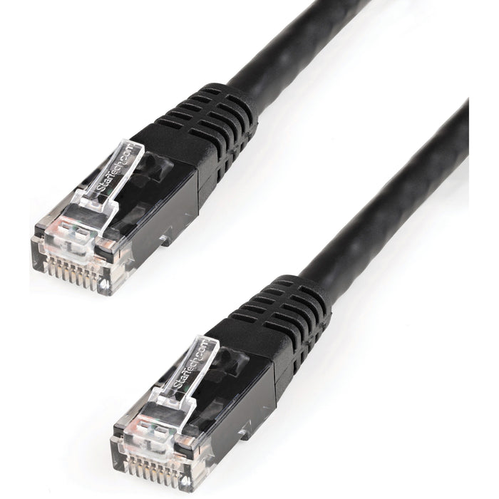 StarTech.com 1ft CAT6 Ethernet Cable - Black Molded Gigabit - 100W PoE UTP 650MHz - Category 6 Patch Cord UL Certified Wiring/TIA - STCC6PATCH1BK