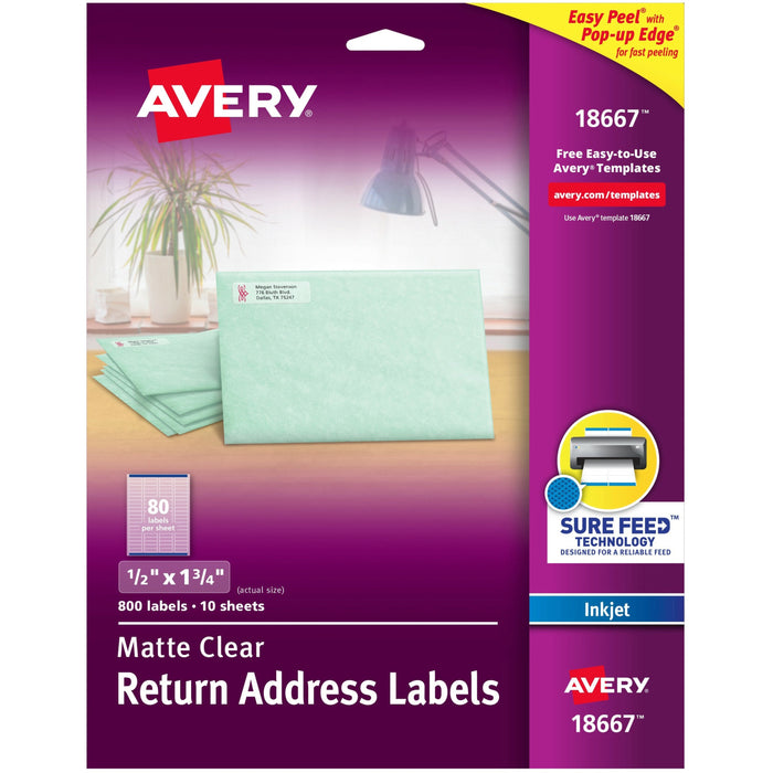 Avery&reg; Easy Peel Inkjet Printer Mailing Labels - AVE18667
