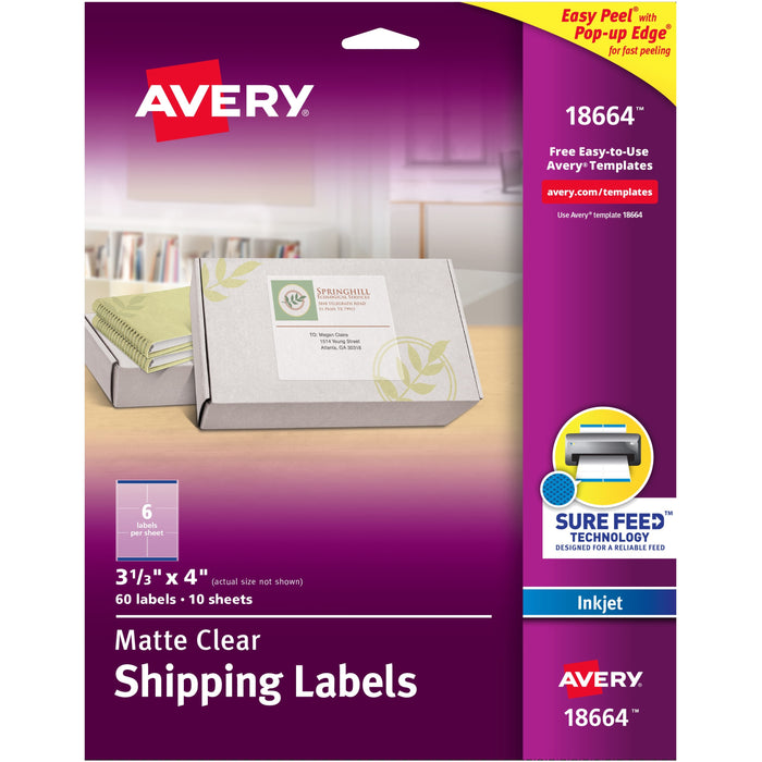 Avery&reg; Easy Peel Inkjet Printer Mailing Labels - AVE18664