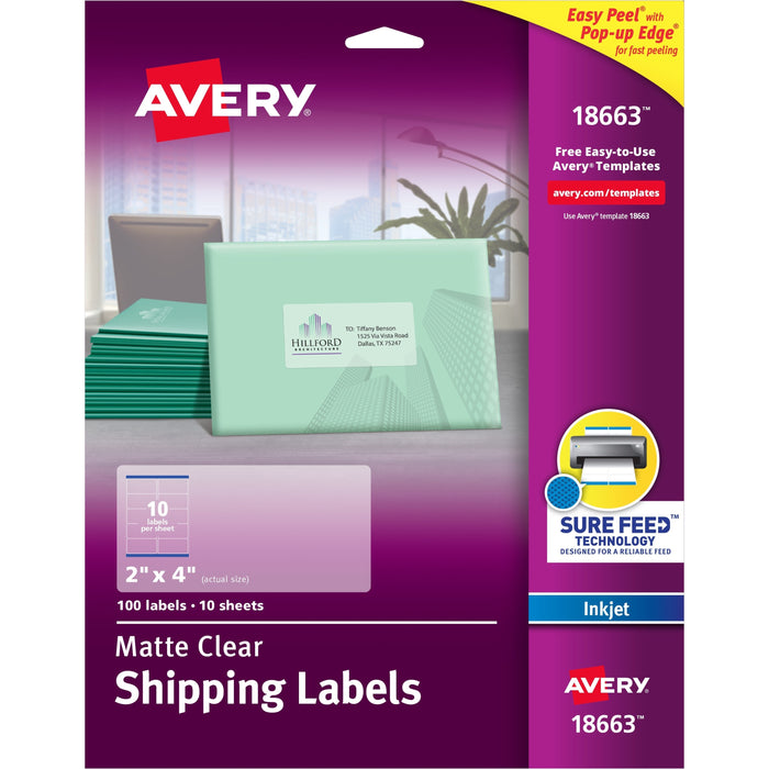 Avery&reg; Easy Peel Inkjet Printer Mailing Labels - AVE18663