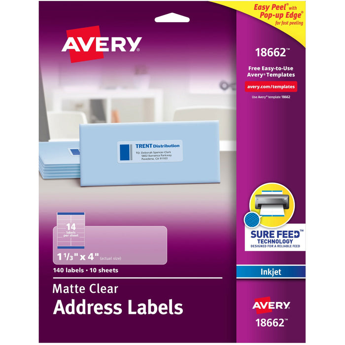 Avery&reg; Easy Peel Inkjet Printer Mailing Labels - AVE18662
