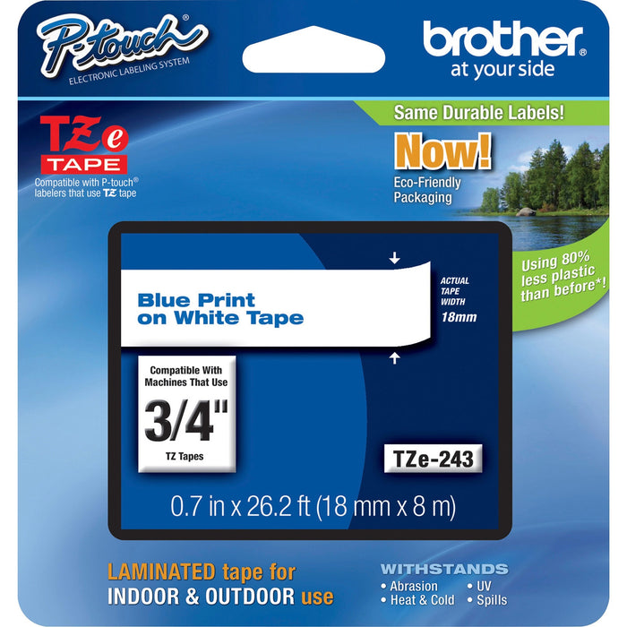 Brother P-Touch TZe Flat Surface Laminated Tape - BRTTZE243