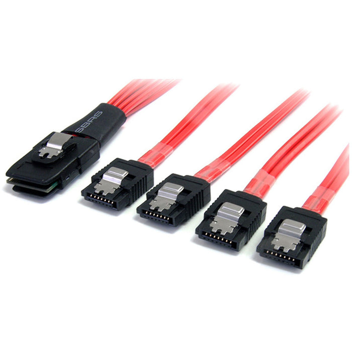 StarTech.com 50cm Serial Attached SCSI SAS Cable - SFF-8087 to 4x Latching SATA - STCSAS8087S450