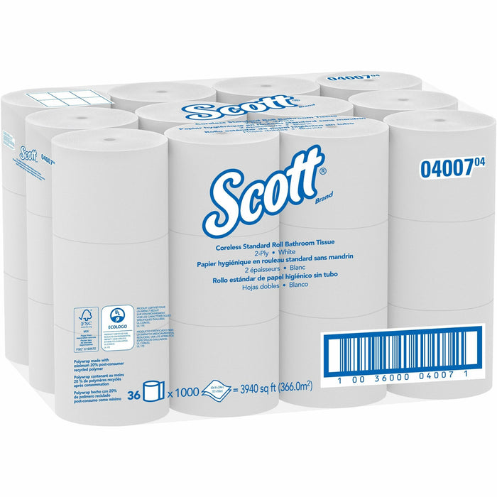 Scott Essential Coreless High-Capacity Standard Roll Toilet Paper - KCC04007