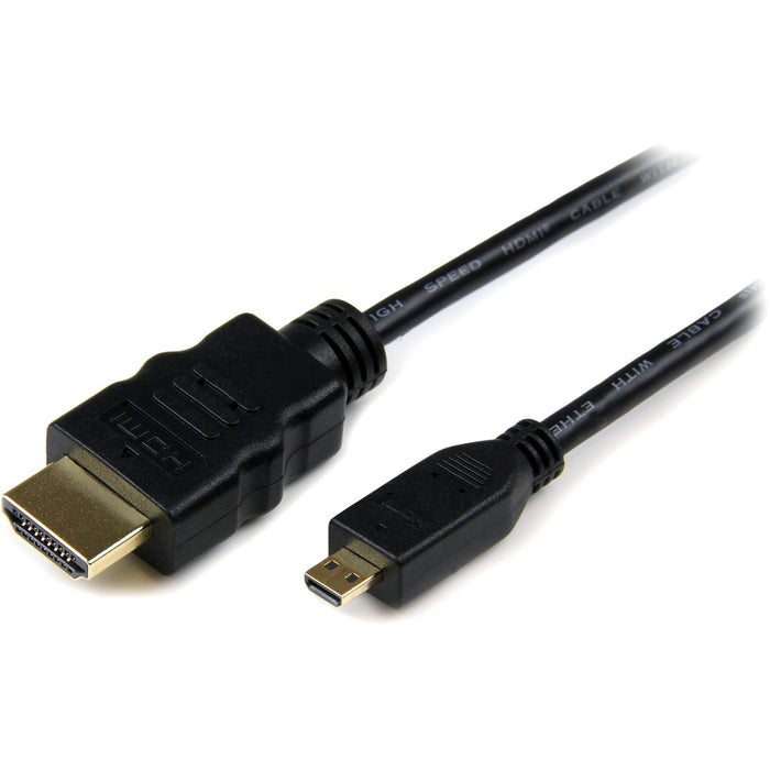 StarTech.com 6ft Micro HDMI to HDMI Cable with Ethernet, 4K High Speed Micro HDMI Type-D Device to HDMI Monitor Adapter/Converter Cord - STCHDMIADMM6