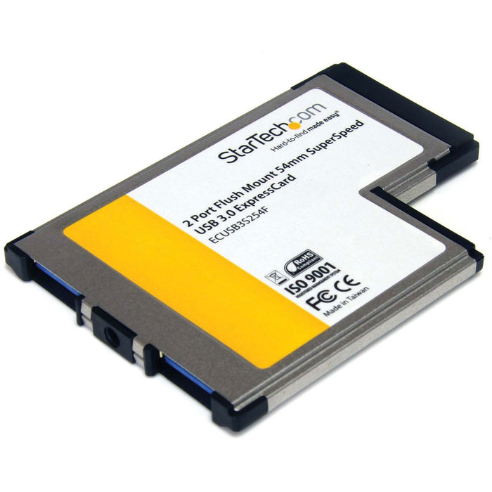 StarTech.com 2 Port Flush Mount ExpressCard 54mm SuperSpeed USB 3.0 Card Adapter with UASP Support - 5Gbps~ - STCECUSB3S254F