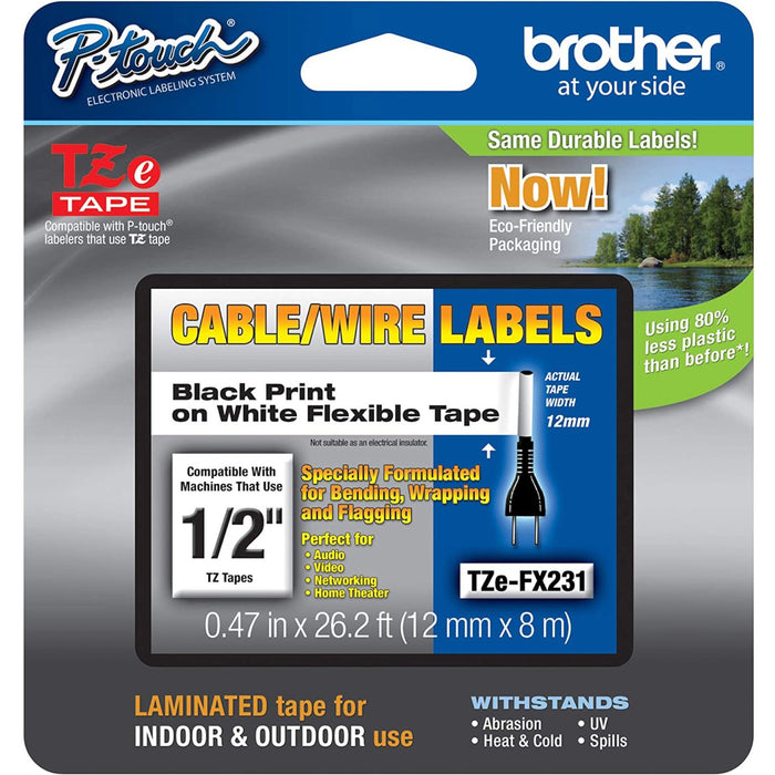 Brother Flexible Cable/Wire TZe ID Tape - BRTTZEFX231
