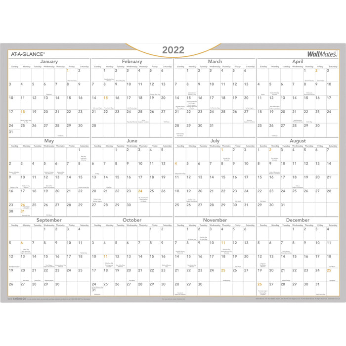 At-A-Glance WallMates Dry-Erase Self-Adhesive Yearly Wall Planner - AAGAW506028