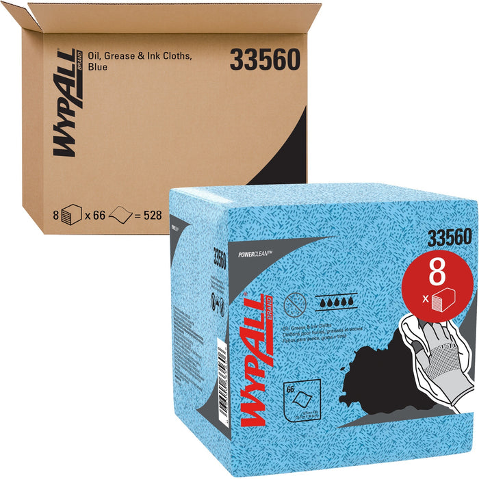 Wypall Power Clean Oil, Grease & Ink Quarterfold Disposable Wipes - KCC33560
