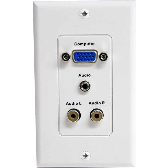 StarTech.com 15-Pin Female VGA Wall Plate with 3.5mm and RCA - White - STCVGAPLATERCA